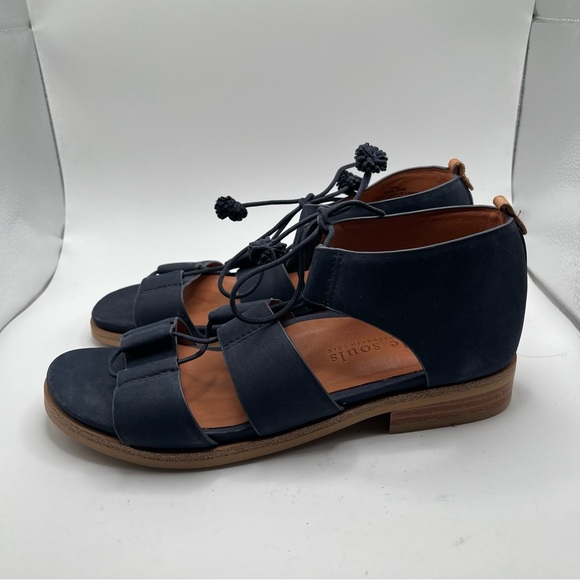 EUC Women's Gentle Souls Gem Strappy Sandal blue navy size 7.5 Nubuck leather - Picture 1 of 10